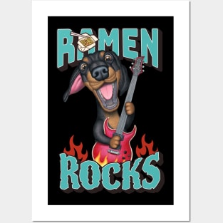 Doxie Dachshund Dog loves Ramen Noodles Ramen Rocks tee Posters and Art